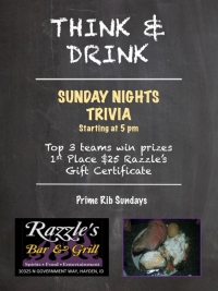 Sunday Night Trivia at Razzle's Sunday Night Trivia at Razzle's