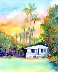 Watercolor Class - Cottage with Sunset Watercolor Class - Cottage with Sunset
