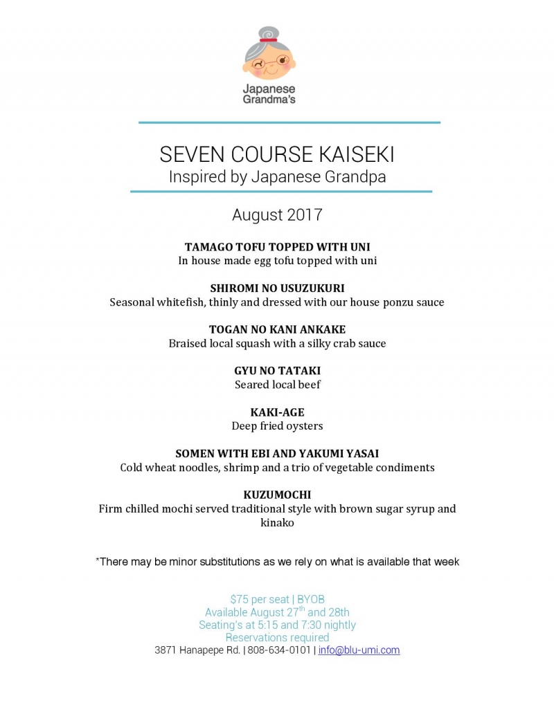 seven course kaiseki dinner 08/28/2017 hanapepe, , japanese seven course kaiseki dinner 08/28/2017 hanapepe, , japanese