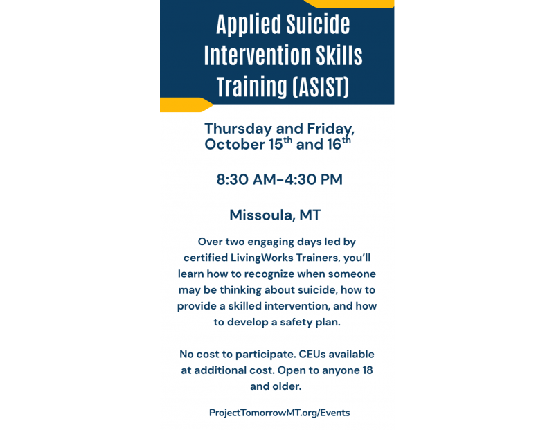 Image for Applied Suicide Intervention Skills Training (ASIST) event
