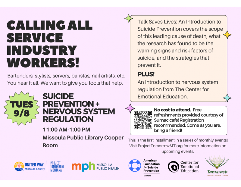 Image for Service Industry: Suicide Prevention event