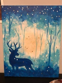 Deer starry night canvas paint workshop Deer starry night canvas paint workshop