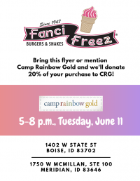 Camp Rainbow Gold Night at Fanci Freez (Meridian) Camp Rainbow Gold Night at Fanci Freez (Meridian)
