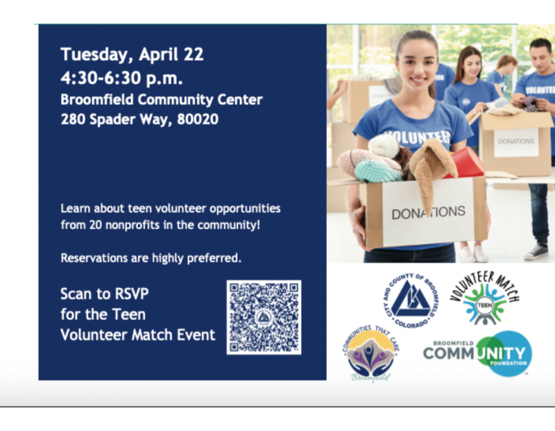 Broomfield Communities That Care Teen Volunteer Match Event! Broomfield Communities That Care Teen Volunteer Match Event!