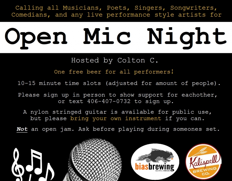 Open Mic Night at Bias Brewing hosted by Colton C
