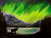 Northern Lights Moose, Tipsy Brush Painting Party Northern Lights Moose, Tipsy Brush Painting Party