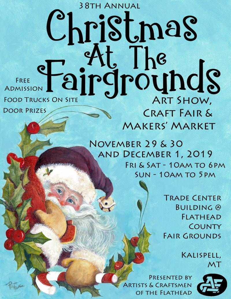 Download Acf Christmas Art Show Craft Fair And Makers Market 12 01 2019 Kalispell Montana Flathead County Fair Grounds Trade Center Building Special Events Event Flatheadevents PSD Mockup Templates