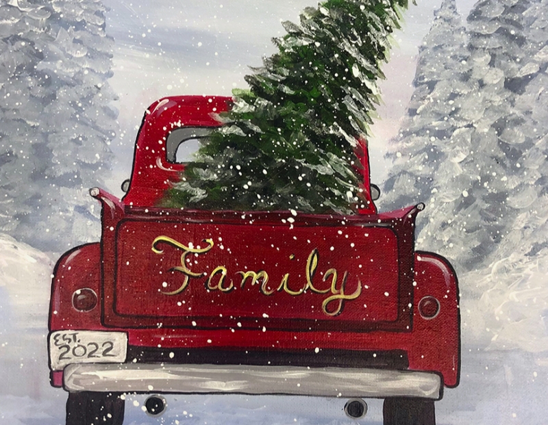 Christmas Truck, Tipsy Brush Painting Party!