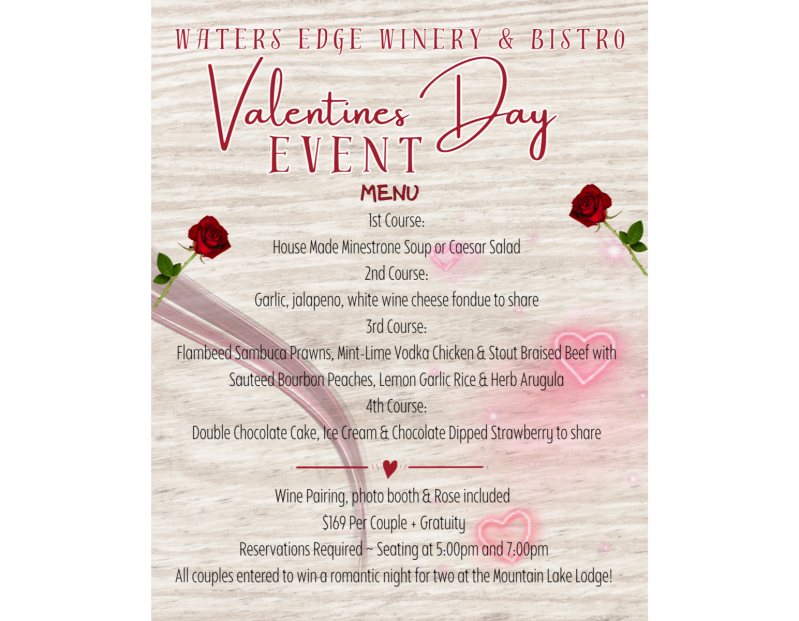 Valentine's Day Event at Waters Edge Winery & Bistro