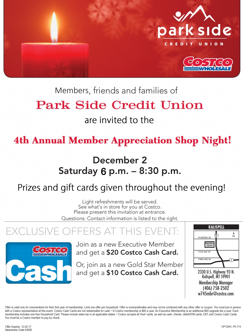 Costco Holiday Shop Night with Park Side Credit Union 12/02/2017