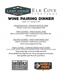 Elk Cove Vineyards Wine Pairing Dinner Elk Cove Vineyards Wine Pairing Dinner