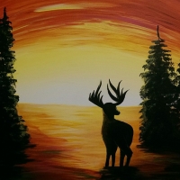 Sunset Elk - Tipsy Brush Painting Party, Kalispell Sunset Elk - Tipsy Brush Painting Party, Kalispell