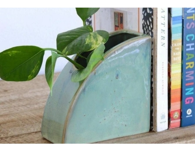 Clay Nights: Ceramic Bookend and Planter Set Clay Nights: Ceramic Bookend and Planter Set