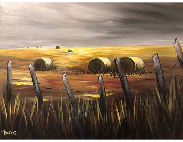 Fence and Bales - Tipsy Brush Painting Party!
