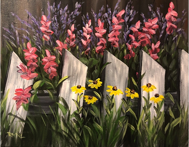 Pickets and Flowers - Tipsy Brush Painting Party!