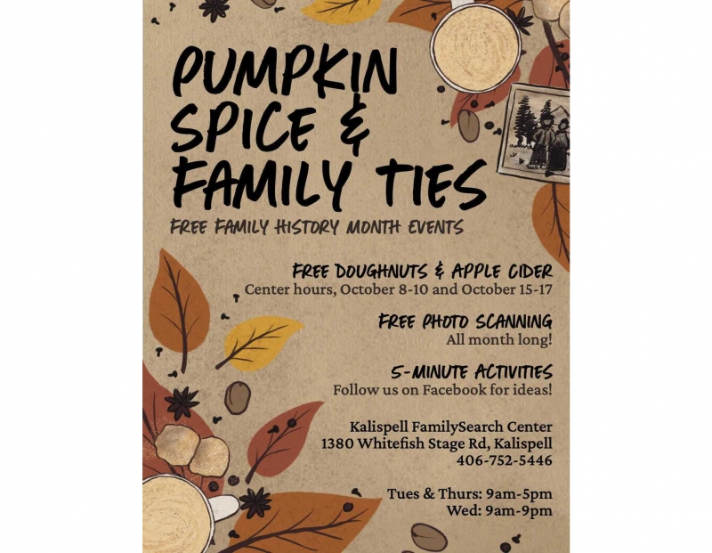 Free Family History Month Events 10/08/2024 Kalispell, Montana
