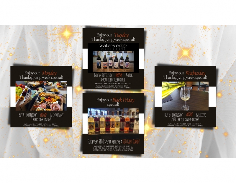 Thanksgiving Wine Sale at Waters Edge Winery and Bistro