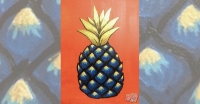 Pineapple - Blue & Gold on Coral Pineapple - Blue & Gold on Coral