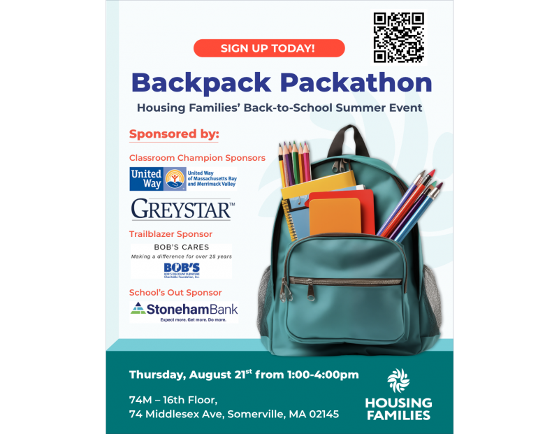 Housing Families' Backpack Packathon Volunteer Event Housing Families' Backpack Packathon Volunteer Event