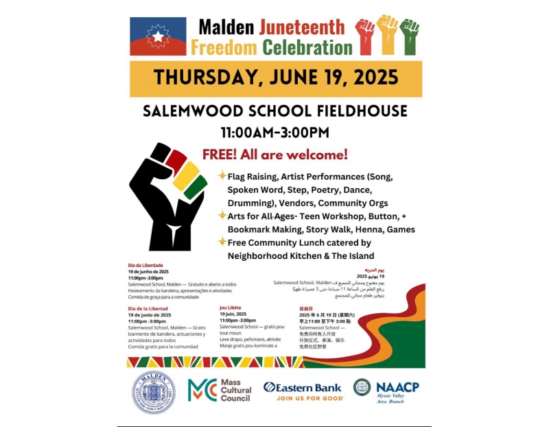 Malden's 8th Annual Juneteenth Freedom Celebration Malden's 8th Annual Juneteenth Freedom Celebration