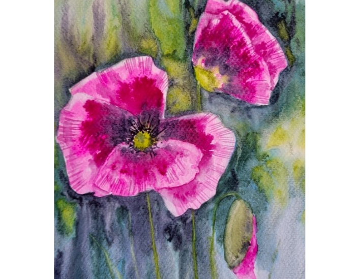 Pink Poppies - Water Color with Lindsay Godfrey Pink Poppies - Water Color with Lindsay Godfrey
