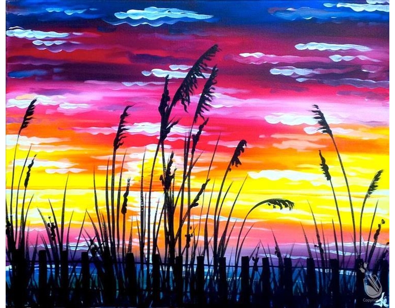 sunset over the bay painting class sunset over the bay painting class