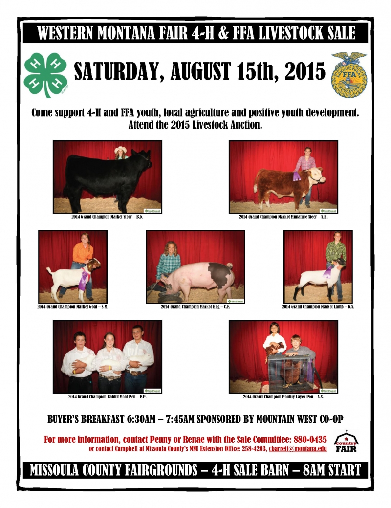 4H/FFA Livestock Auction at the Western Montana Fair 08/15/2015