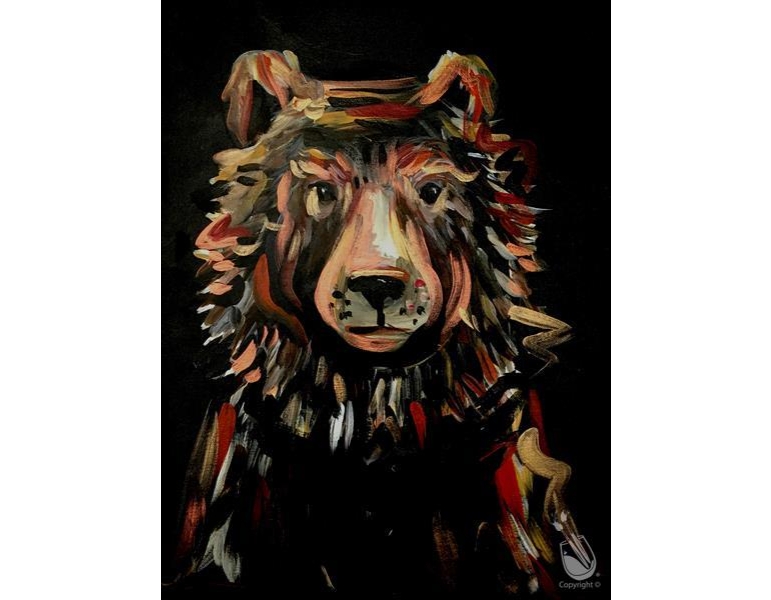 Bear on Black Canvas