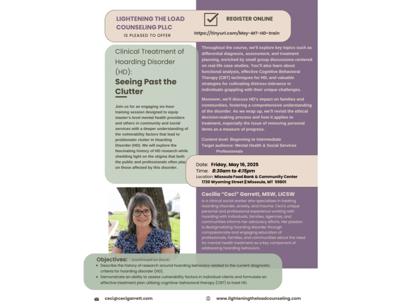 Clinical Treatment for Hoarding Disorder Clinical Treatment for Hoarding Disorder