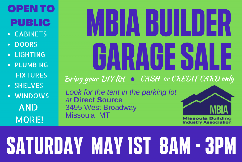 Mbia Builders Garage Sale 05 01 2021 Missoula Montana Parking Lot Next To Direct Source Cabinets On West Broadway Special Events Event Missoulaevents [ 536 x 800 Pixel ]