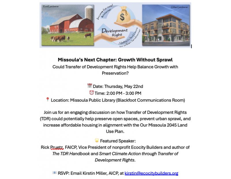 Missoula's Next Chapter: Growth Without Sprawl Missoula's Next Chapter: Growth Without Sprawl