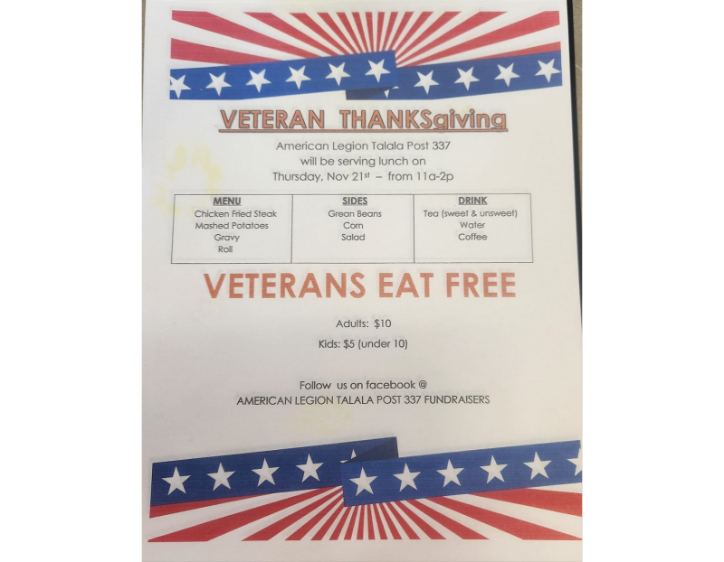 AL POST 337 Veteran THANKSgiving Luncheon AL POST 337 Veteran THANKSgiving Luncheon