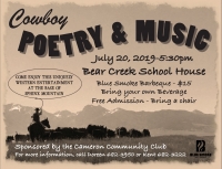 Cowboy Poetry and Music: July 20 in Cameron Cowboy Poetry and Music: July 20 in Cameron