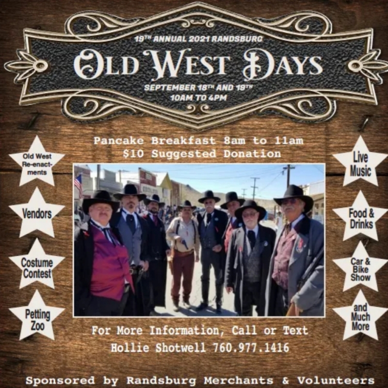 19th Annual Old West Days 09/19/2021 Randsburg, , 19th Annual Old West