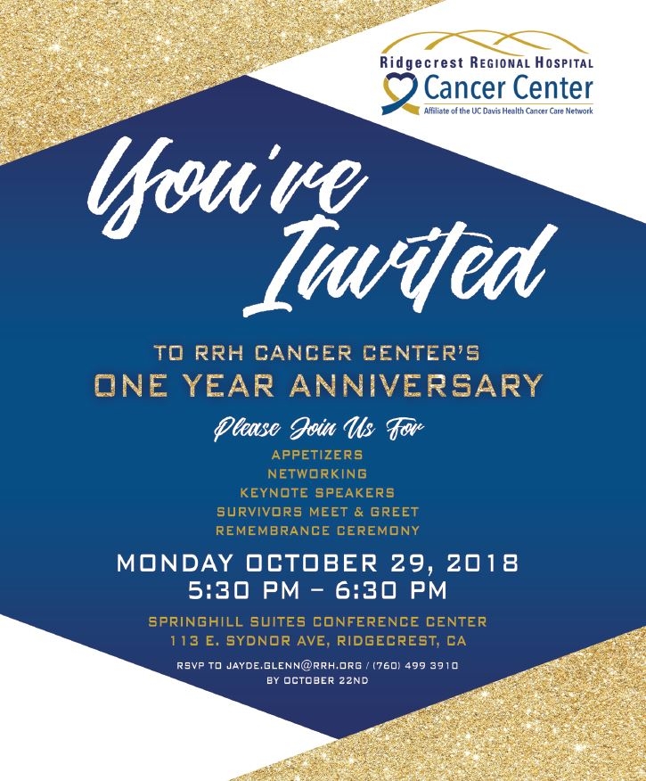 Cancer Center 1 Year Anniversary 10 29 2018 Ridgecrest California Springhill Suites Conference Center Wellness Event Ridgecrest Events