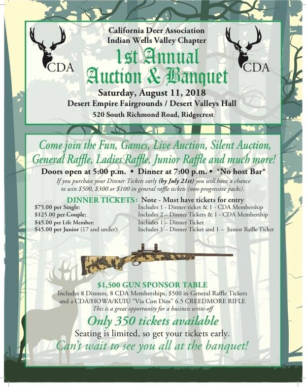 1st Annual California Deer Association Banquet 08/11/2018 Ridgecrest