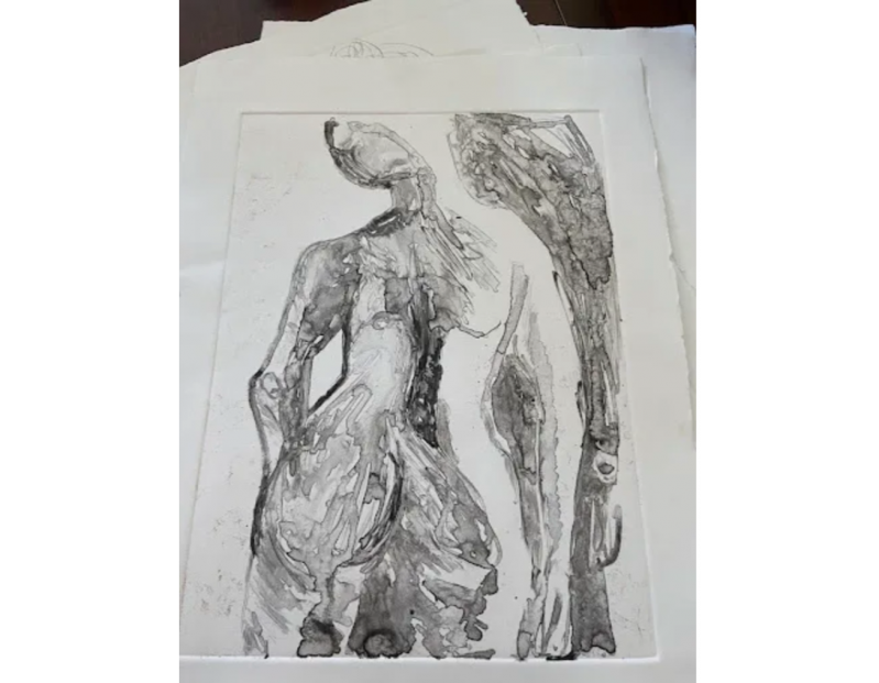 Monoprint with Water Soluble Graphite. 16 age group