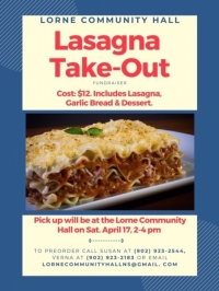 Lorne Community Hall Lasagna Take-Out Lorne Community Hall Lasagna Take-Out