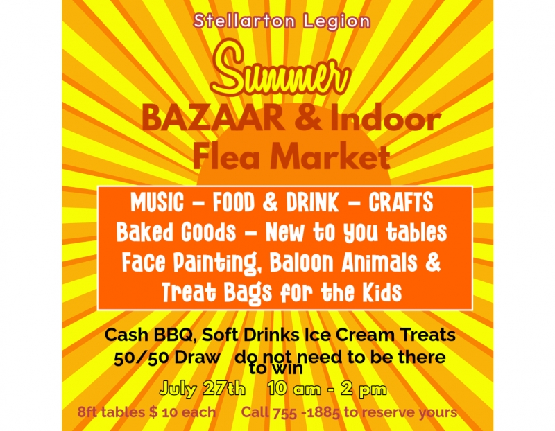 Stellarton RCL Annual Flea Market Bazaar & BBQ Stellarton RCL Annual Flea Market Bazaar & BBQ
